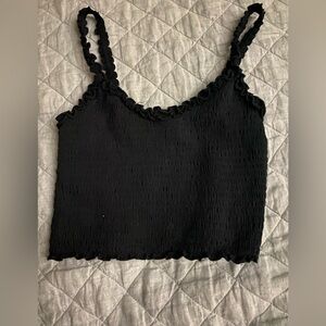 Hollister Black Ruffled crop Tank Top